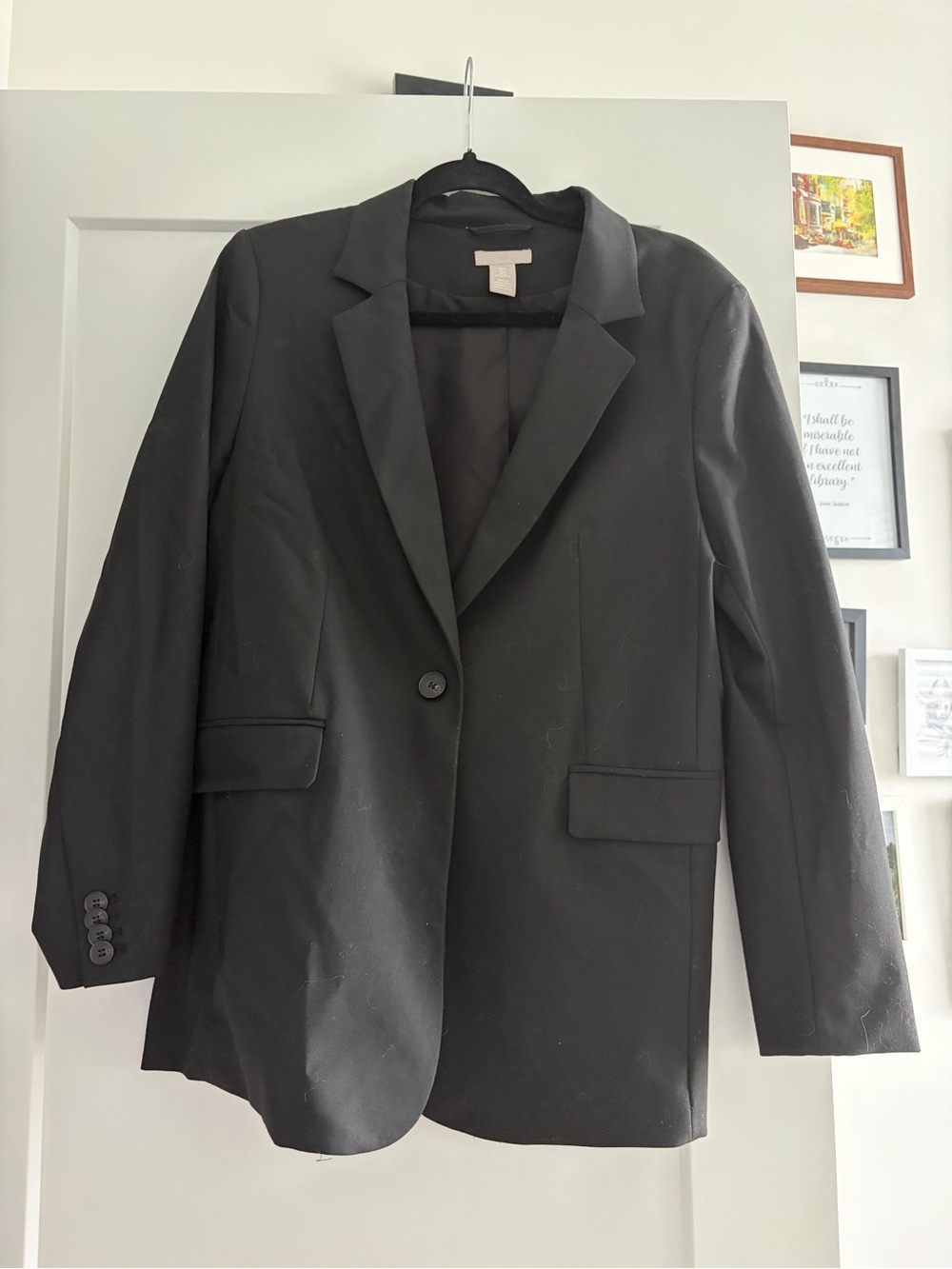H&M Black Single-Button Notch Lapel Blazer